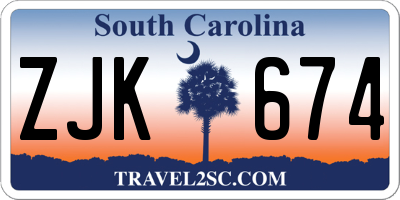 SC license plate ZJK674