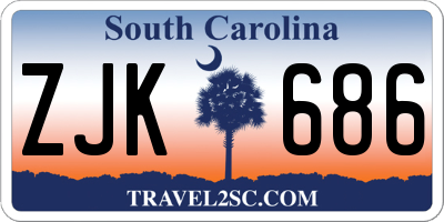 SC license plate ZJK686