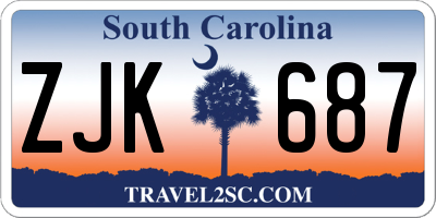 SC license plate ZJK687