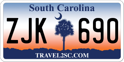 SC license plate ZJK690