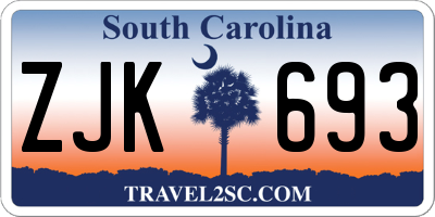 SC license plate ZJK693