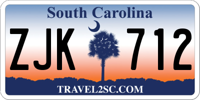 SC license plate ZJK712