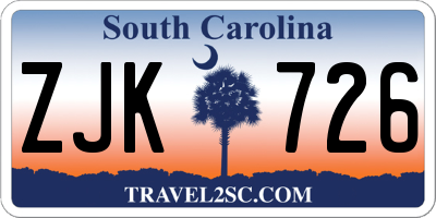 SC license plate ZJK726