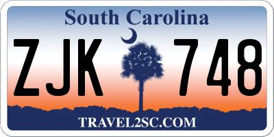 SC license plate ZJK748