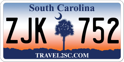 SC license plate ZJK752