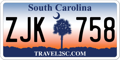 SC license plate ZJK758