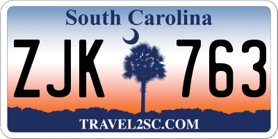 SC license plate ZJK763