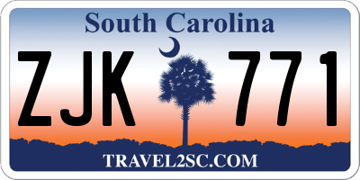 SC license plate ZJK771