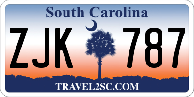 SC license plate ZJK787