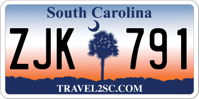 SC license plate ZJK791
