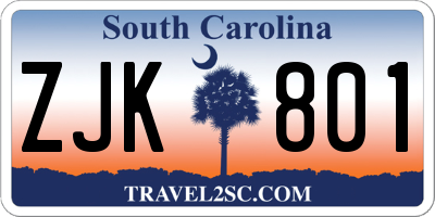 SC license plate ZJK801