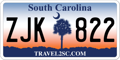 SC license plate ZJK822
