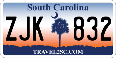 SC license plate ZJK832