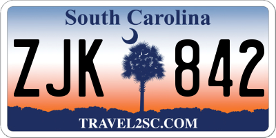 SC license plate ZJK842