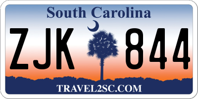 SC license plate ZJK844