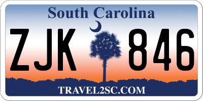 SC license plate ZJK846