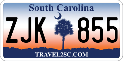 SC license plate ZJK855