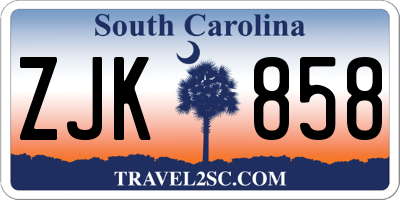 SC license plate ZJK858