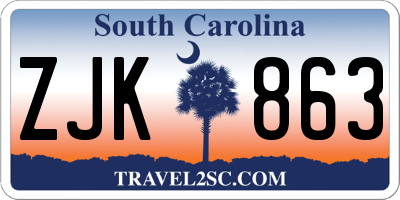 SC license plate ZJK863