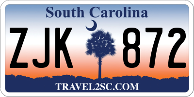 SC license plate ZJK872