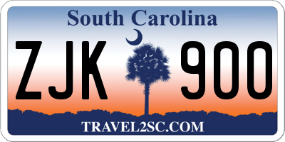 SC license plate ZJK900