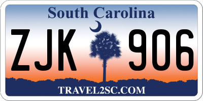 SC license plate ZJK906