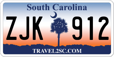 SC license plate ZJK912