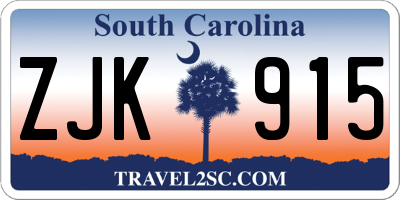 SC license plate ZJK915
