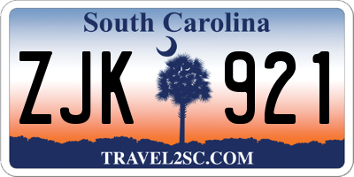 SC license plate ZJK921