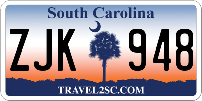 SC license plate ZJK948