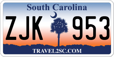 SC license plate ZJK953