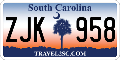 SC license plate ZJK958