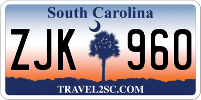 SC license plate ZJK960