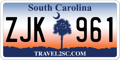 SC license plate ZJK961