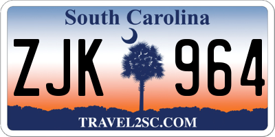 SC license plate ZJK964