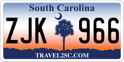 SC license plate ZJK966