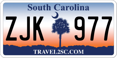 SC license plate ZJK977
