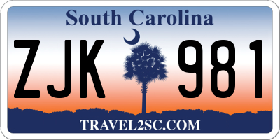 SC license plate ZJK981
