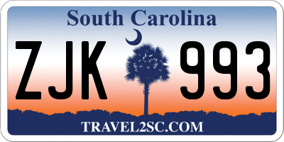 SC license plate ZJK993