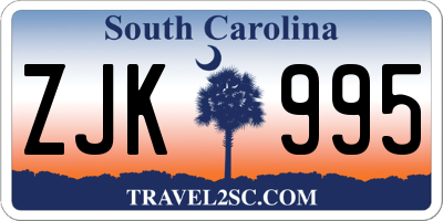 SC license plate ZJK995