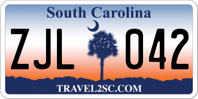 SC license plate ZJL042