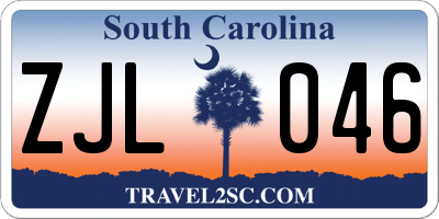 SC license plate ZJL046