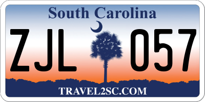 SC license plate ZJL057