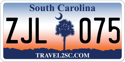SC license plate ZJL075