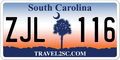 SC license plate ZJL116