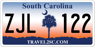 SC license plate ZJL122