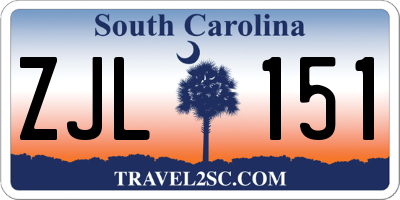 SC license plate ZJL151