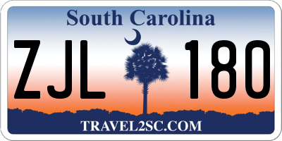 SC license plate ZJL180
