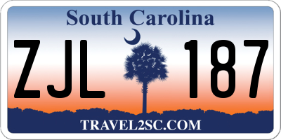 SC license plate ZJL187