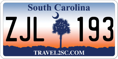 SC license plate ZJL193